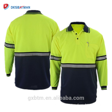 Guaranteed Quality Hi Vis Reflective Polo Shirts Two Tone Long Sleeve Safety Men High Visibility Shirt with Pen Pocket